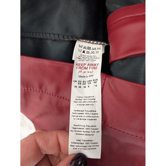 Boohoo women's size 6 high rise red pleather bell bottoms flare pants cosplay G1 - Picture 9 of 12